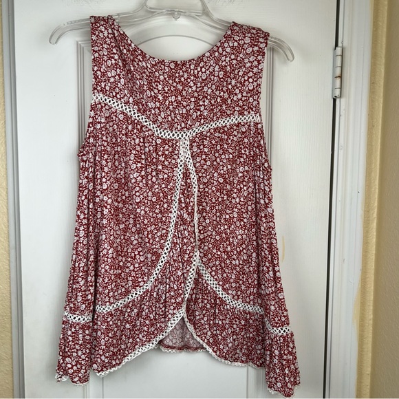 Anthropologie Maeve Floral High Neck Semi Crop Tank Top Size M - Picture 4 of 7